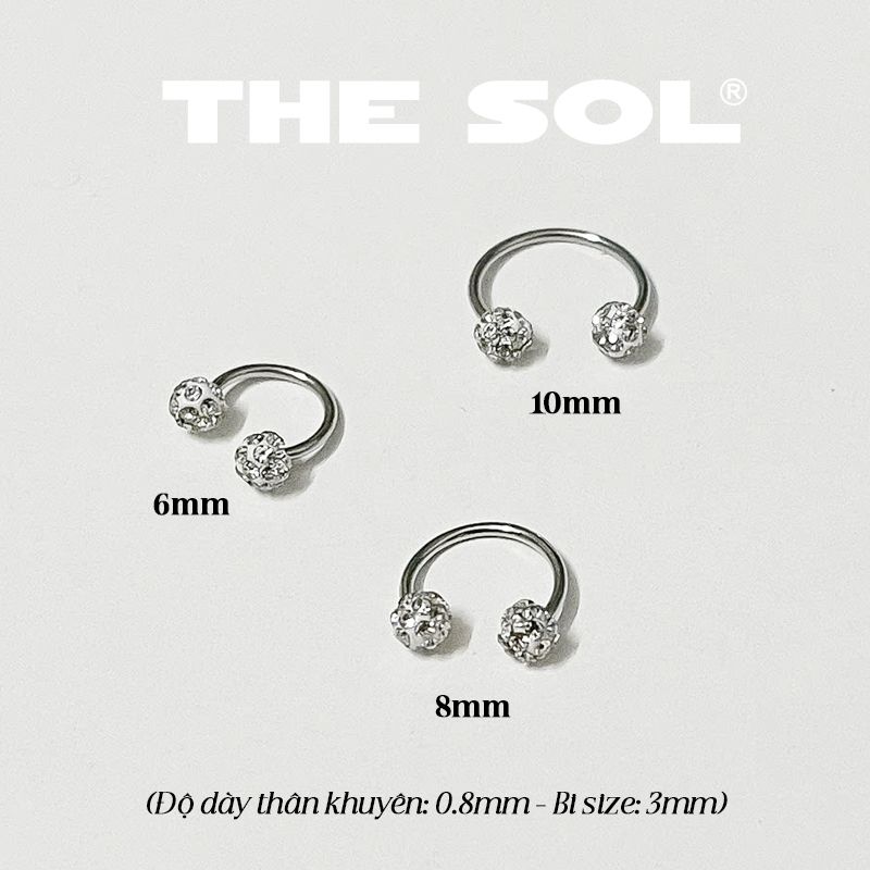  Khuyên Tai Titan Unisex SEPTUM Đính Đá Trắng 