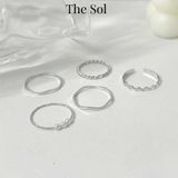  Set Nhẫn Hàn Quốc Triple Pearl - Bộ 5 Chiếc 