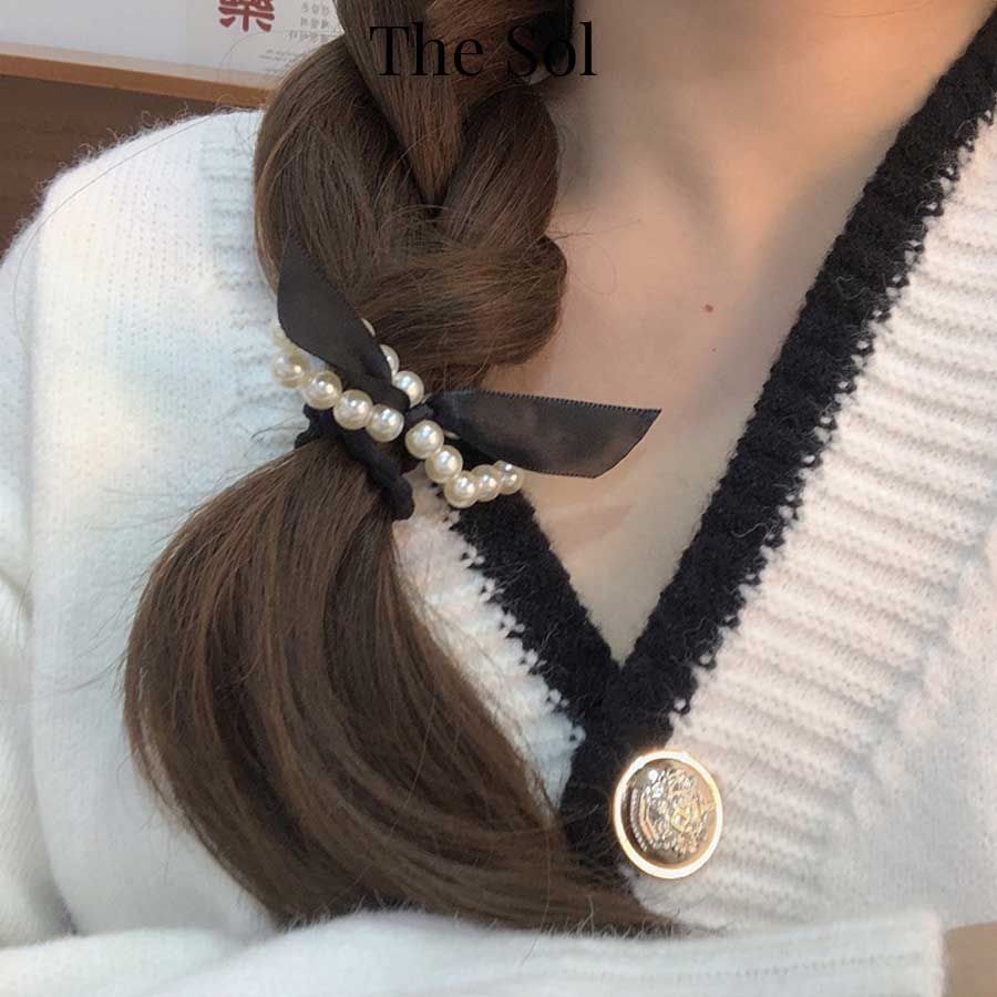  Cột Tóc Ngọc Trai Nơ Nhung 