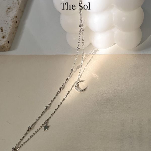  Lắc Tay Bạc Double Chain Charm Moon 