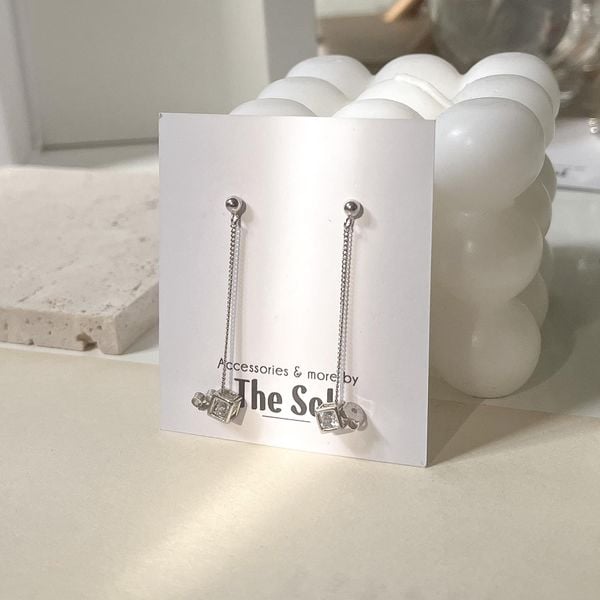  Bông Tai Bạc Cube Dây 