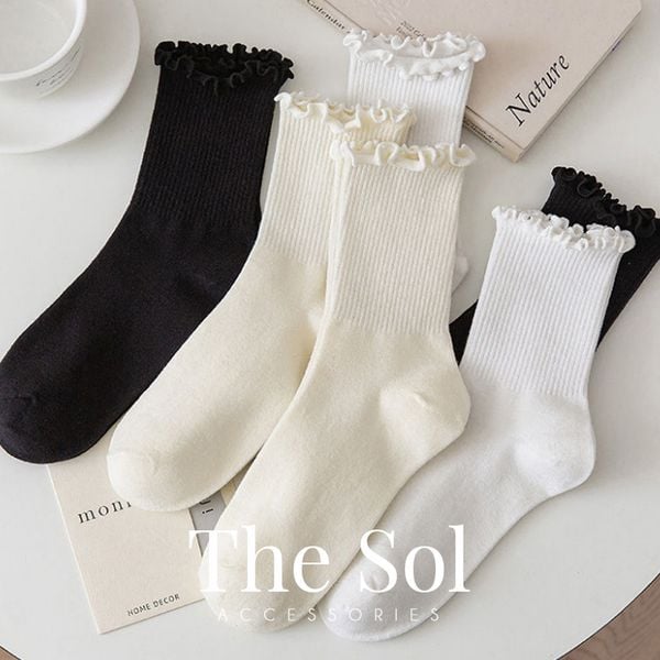  Tất Hàn Quốc Basic Colour Ống Loe 