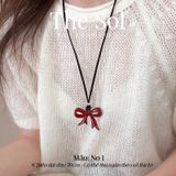  Dây Chuyền Hàn Quốc Dây Da Nơ Đỏ 