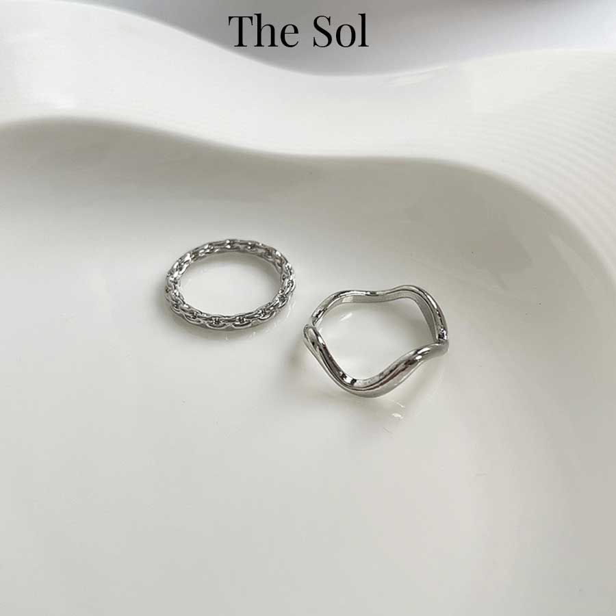  Set Nhẫn Hàn Quốc Wave Ring - Bộ 2 Chiếc 