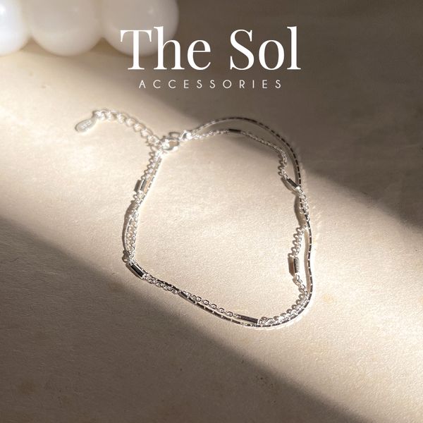  Lắc Tay Bạc Double Simple Lines 