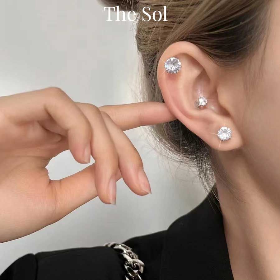  Khuyên Tai Nam Châm Unisex Gems Magnet - Tròn [1 CHIẾC] 