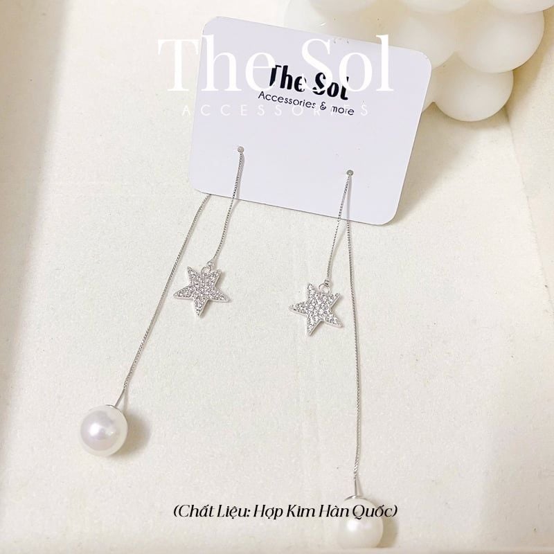  Bông Tai Hàn Quốc Double Dia Stars 
