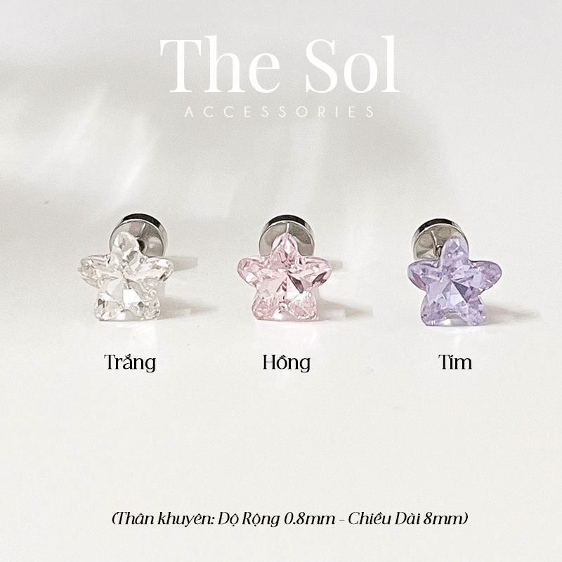  Khuyên Tai Titan Unisex Crystal Star 