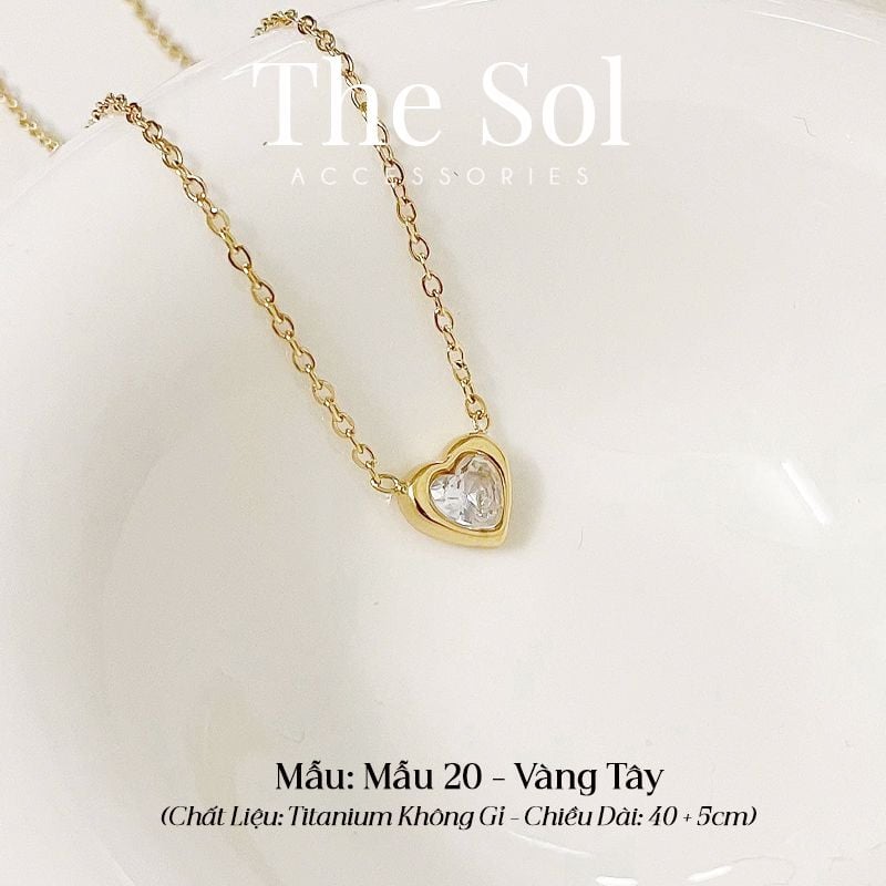  Dây Chuyền Titan Mini Diamond Heart - Mẫu 20 