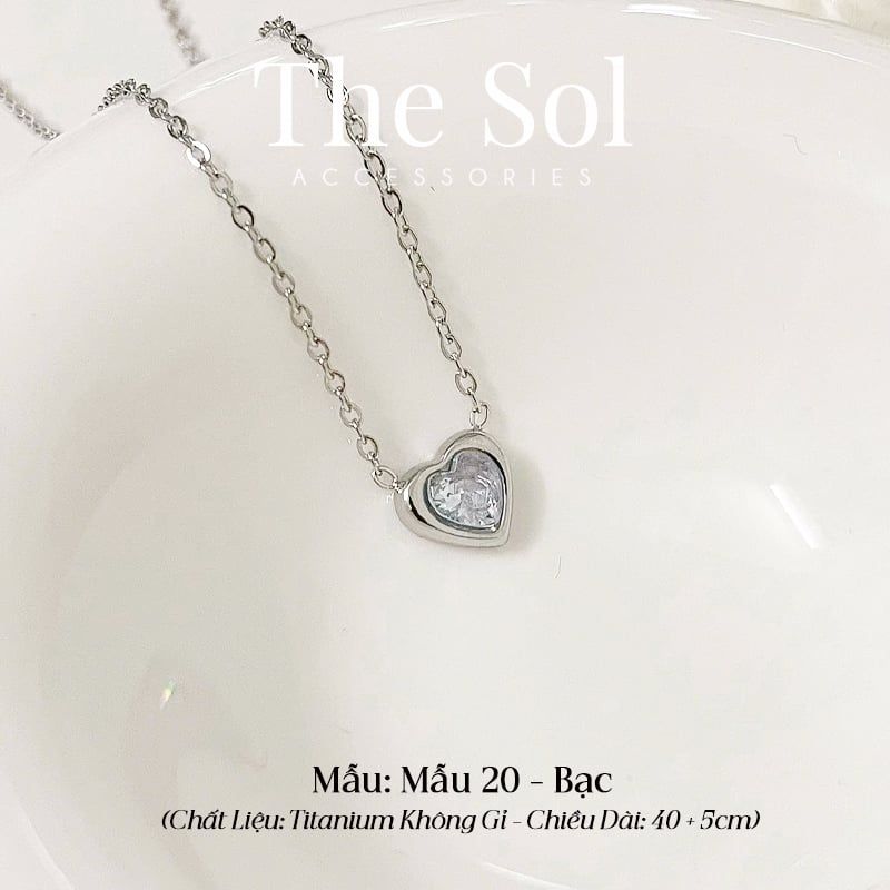  Dây Chuyền Titan Mini Diamond Heart - Mẫu 20 
