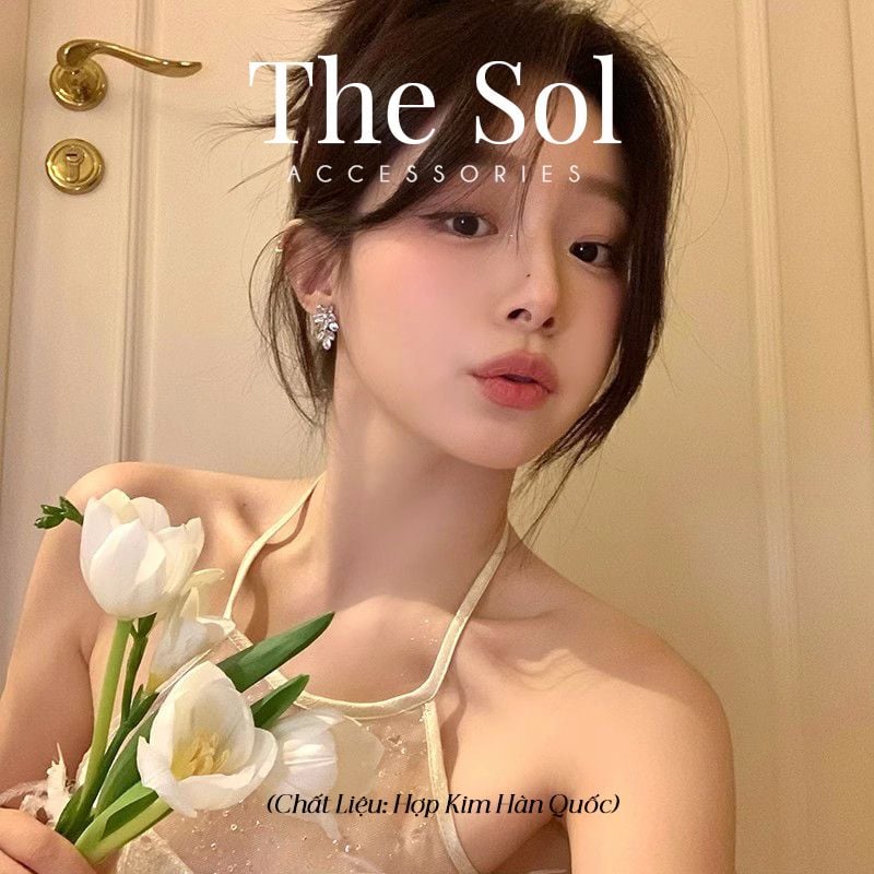  Bông Tai Hàn Quốc Flower Diamond 