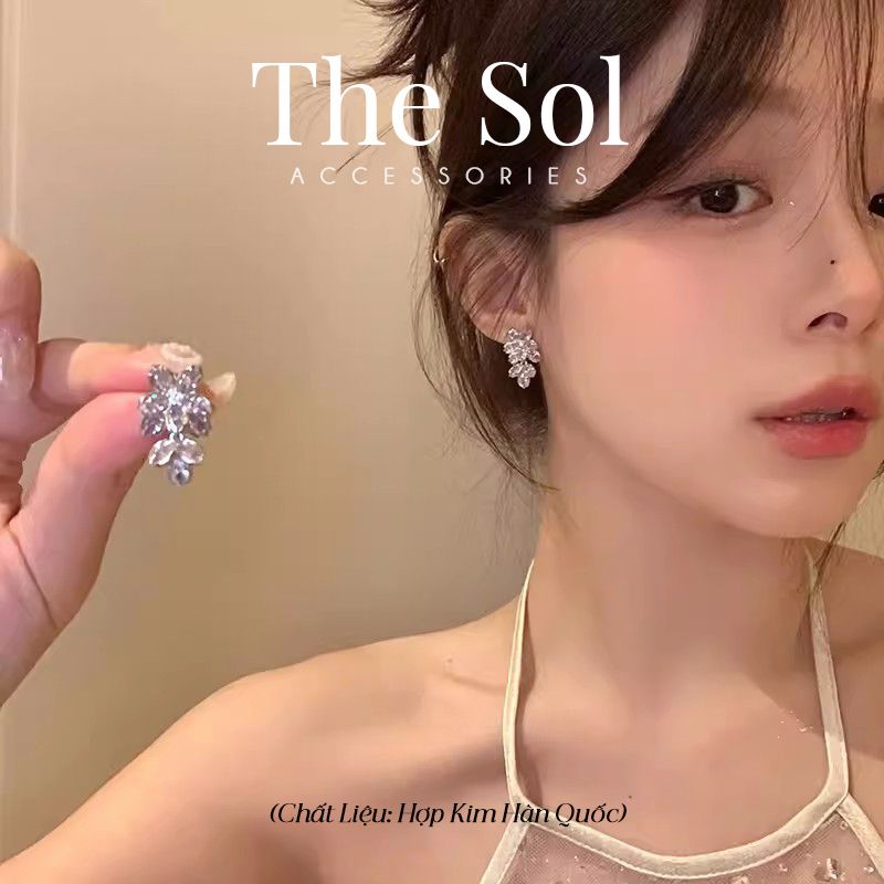  Bông Tai Hàn Quốc Flower Diamond 
