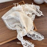  Khăn Trùm Đầu Basic Trơn - Vải Lụa Viền Ren 