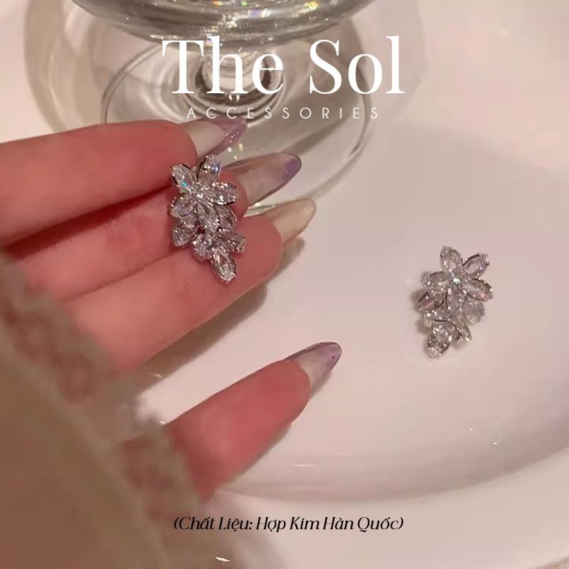 Bông Tai Hàn Quốc Flower Diamond 
