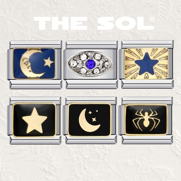  Charm Titan Italian Bracelet - Navy & Black Charm 