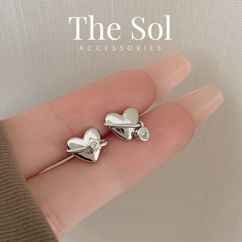  Bông Tai Hàn Quốc Silver Heart 