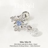  Khuyên Tai Thép Xi Mạ Blue Dia In Cross - Mẫu 94 