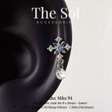  Khuyên Tai Thép Xi Mạ Blue Dia In Cross - Mẫu 94 