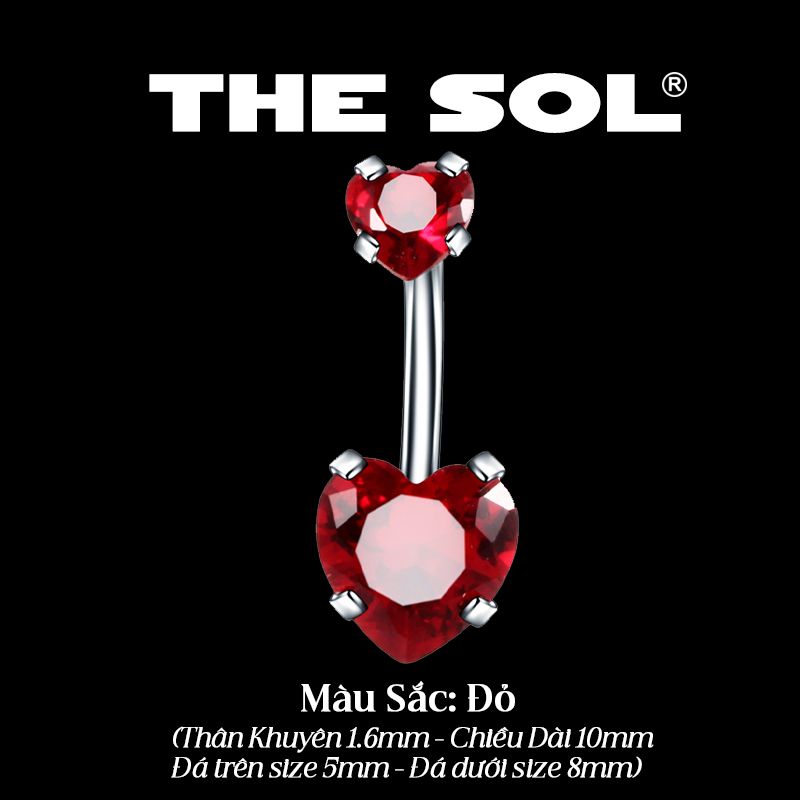  Khuyên Rốn Titan Unisex Diamond Heart 