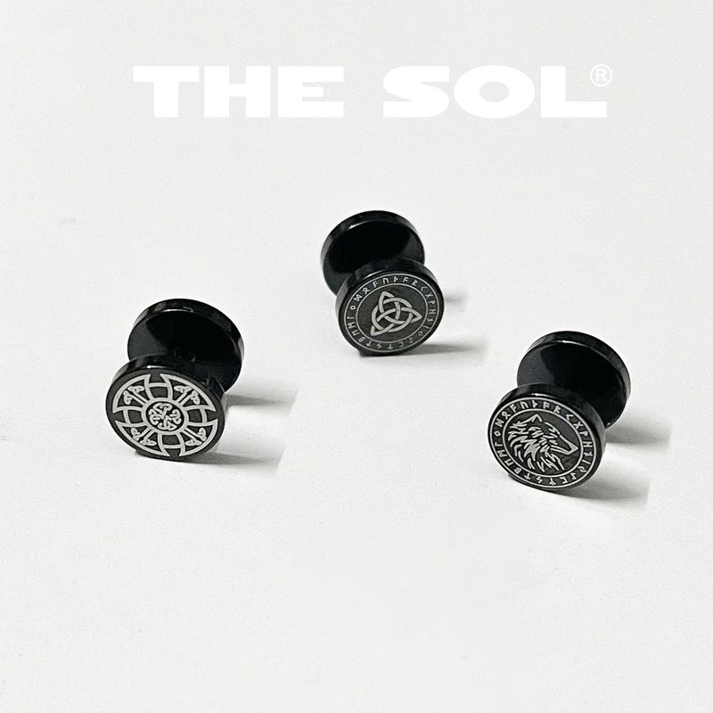  Khuyên Tai Titan Unisex Black Pattern - Mẫu D100 