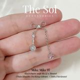  Khuyên Tai Thép Xi Mạ Pinky Dia & Bow - Mẫu 97 