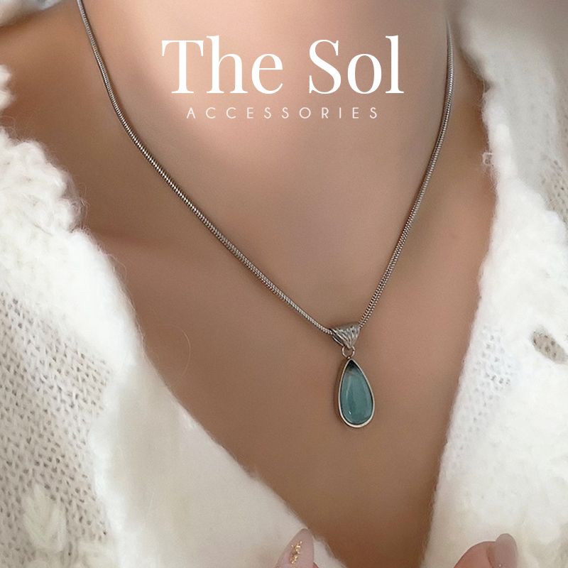  Dây Chuyền Titan Aquamarine Stone - Mẫu 70 