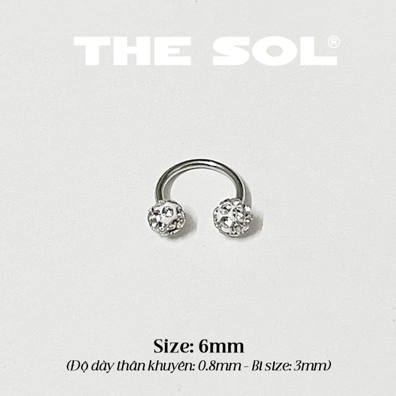  Khuyên Tai Titan Unisex SEPTUM Đính Đá Trắng 