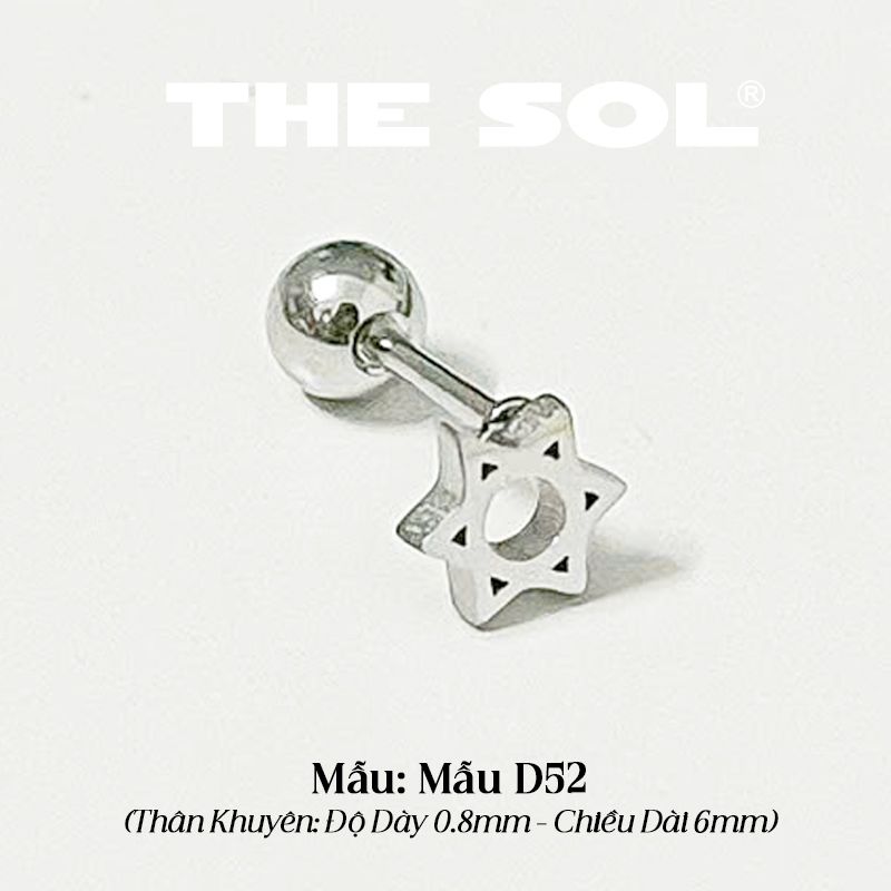  Khuyên Tai Titan Unisex Six Pointed Star - Mẫu D52 