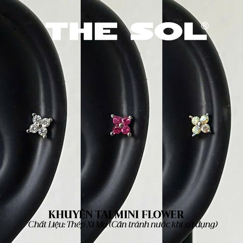  Khuyên Tai Thép Xi Mạ Mini Flower - Mẫu 67 