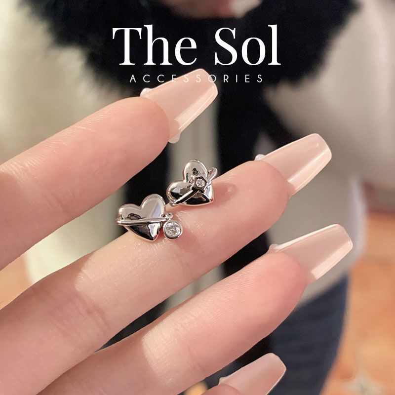  Bông Tai Hàn Quốc Silver Heart 