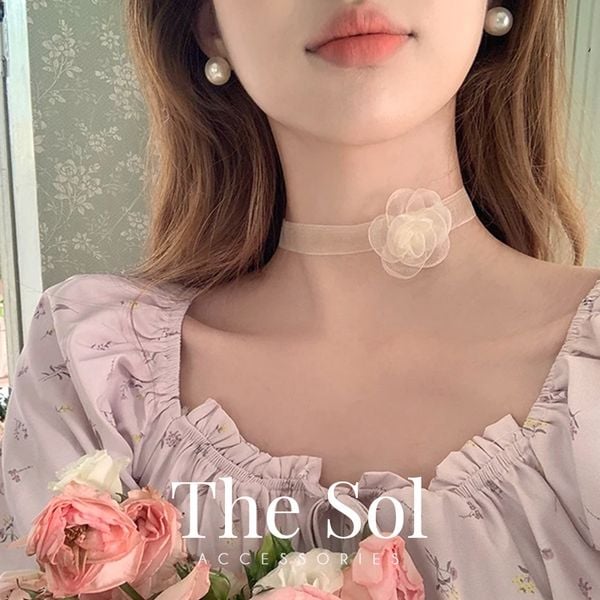 Choker Hàn Quốc Chiffon Rose 