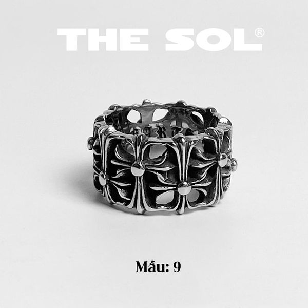  Nhẫn Titan Unisex Big Ancient Cross - Mẫu 9 