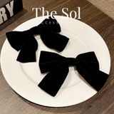 Kẹp Tóc Hàn Quốc Velvet Bow Jisoo - 1 Chiếc 