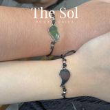  Lắc Tay Titan Couple Silver Heart - Dây Sáp 