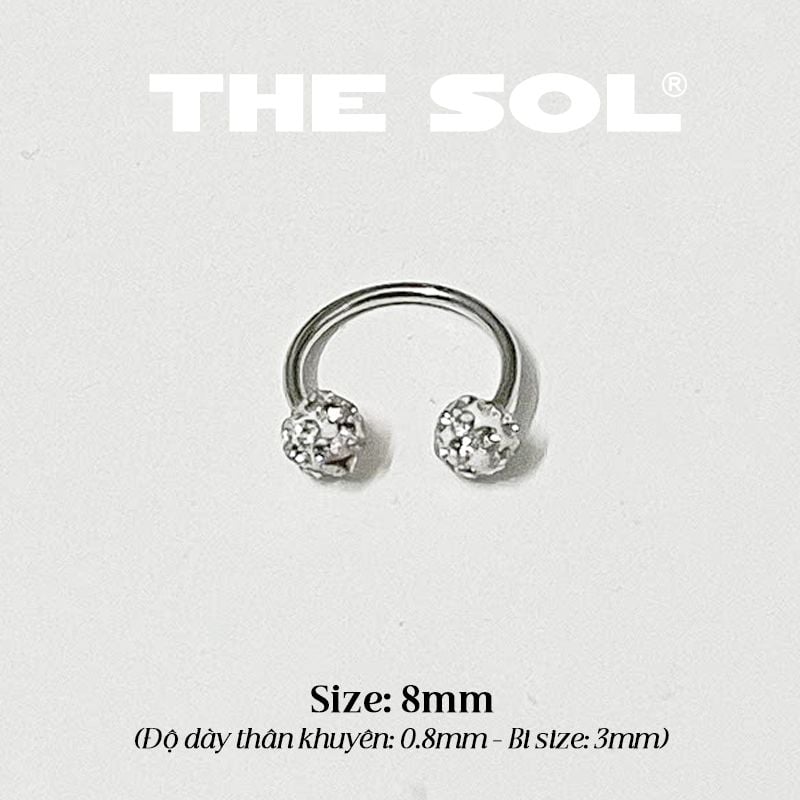  Khuyên Tai Titan Unisex SEPTUM Đính Đá Trắng 