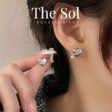 Bông Tai Hàn Quốc Silver Heart 