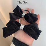  Cột Tóc Hàn Quốc Velvet Bow & Pearls 