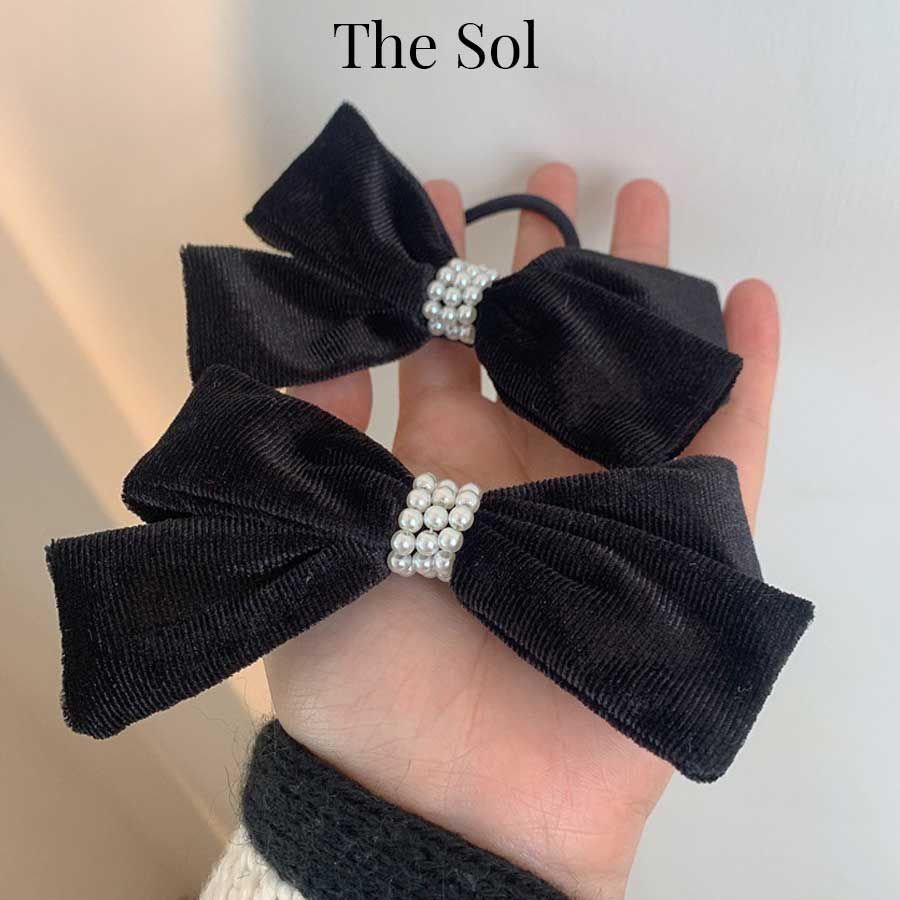  Cột Tóc Hàn Quốc Velvet Bow & Pearls 