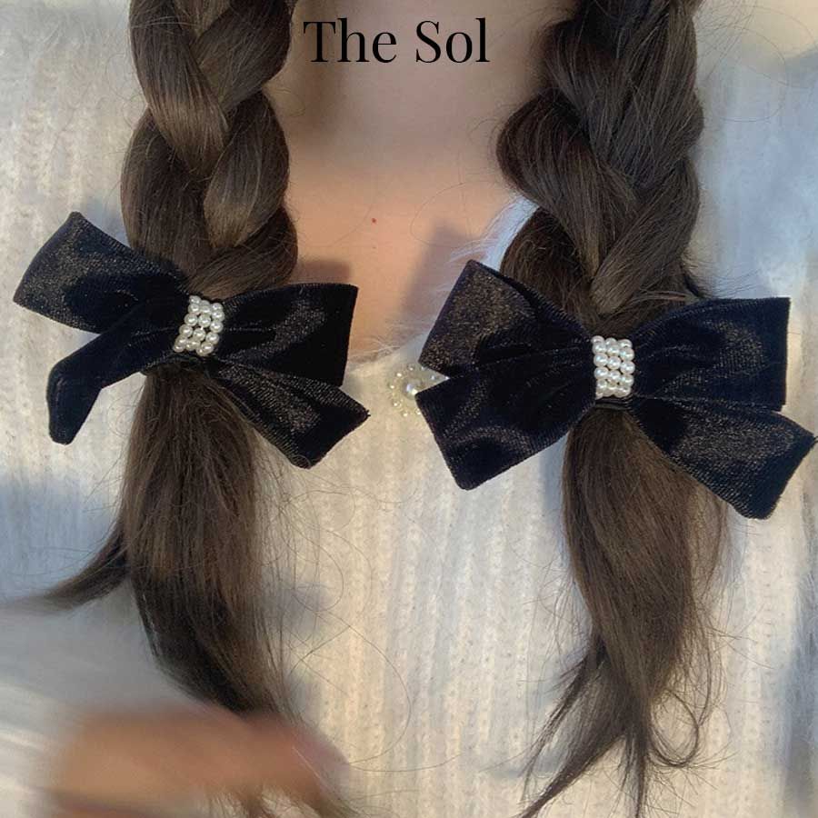  Cột Tóc Hàn Quốc Velvet Bow & Pearls 