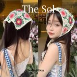  Khăn Trùm Đầu Hàn Quốc Flower - Vải Len 