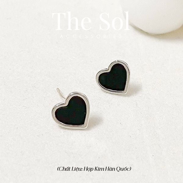  Bông Tai Hàn Quốc Black Heart 