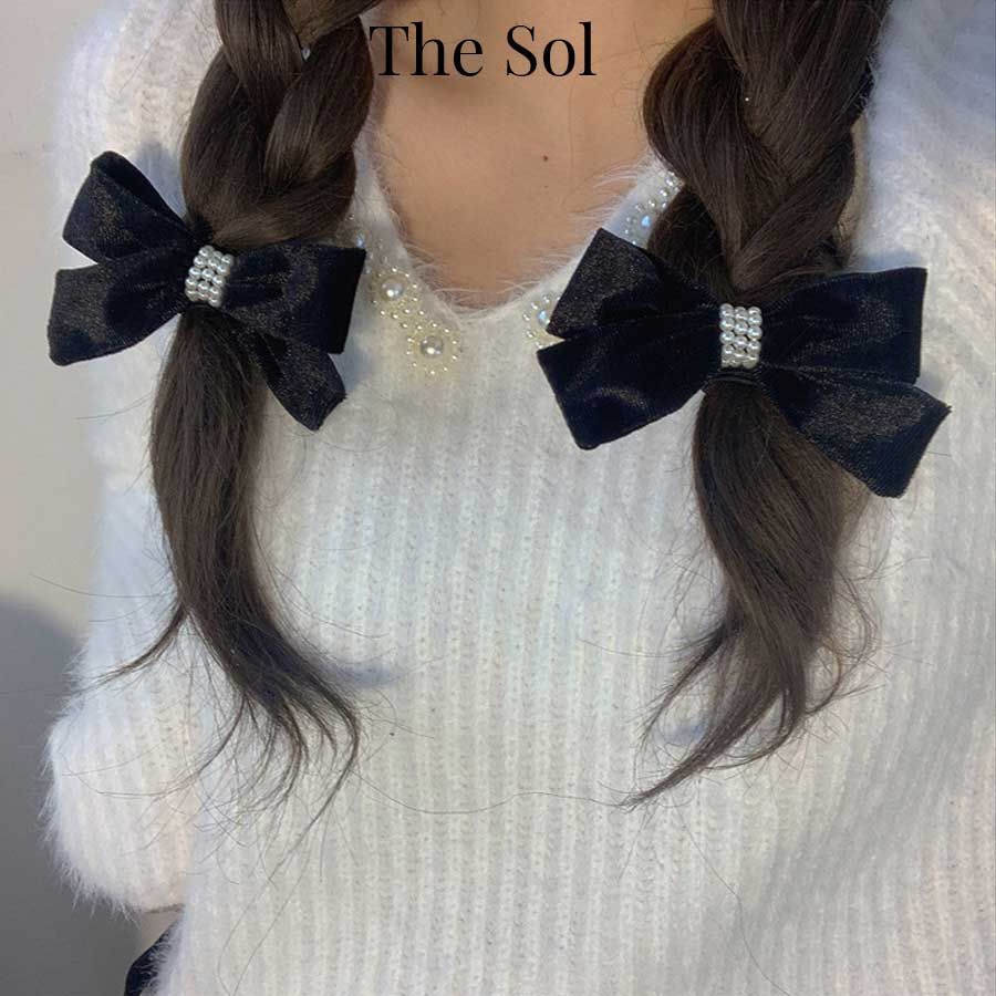  Cột Tóc Hàn Quốc Velvet Bow & Pearls 