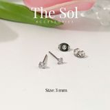 Bông Tai Titan Basic Ngọc - Tròn 4 Chấu 