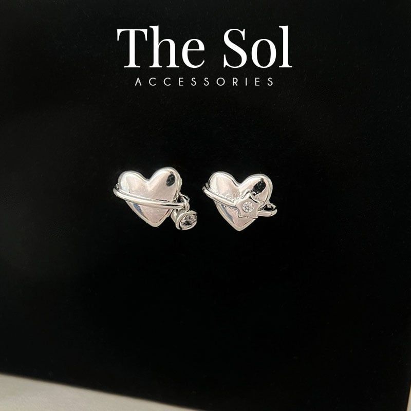  Bông Tai Hàn Quốc Silver Heart 