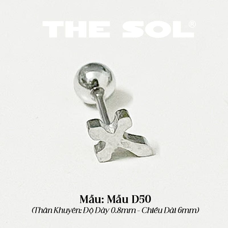  Khuyên Tai Titan Unisex The Cross - Mẫu D50 