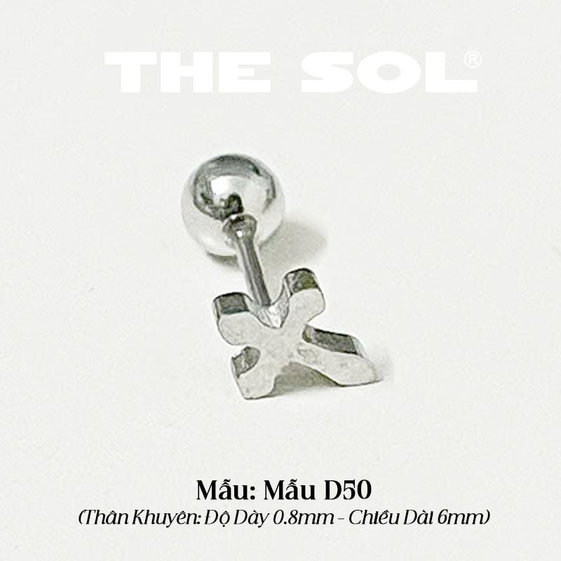  Khuyên Tai Titan Unisex The Cross - Mẫu D50 