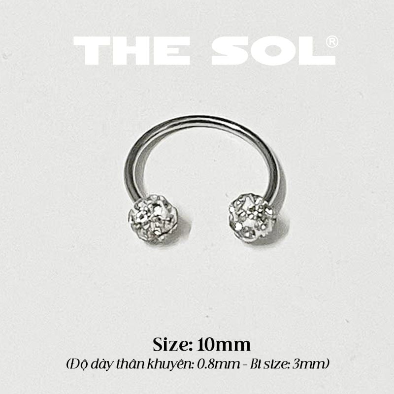  Khuyên Tai Titan Unisex SEPTUM Đính Đá Trắng 