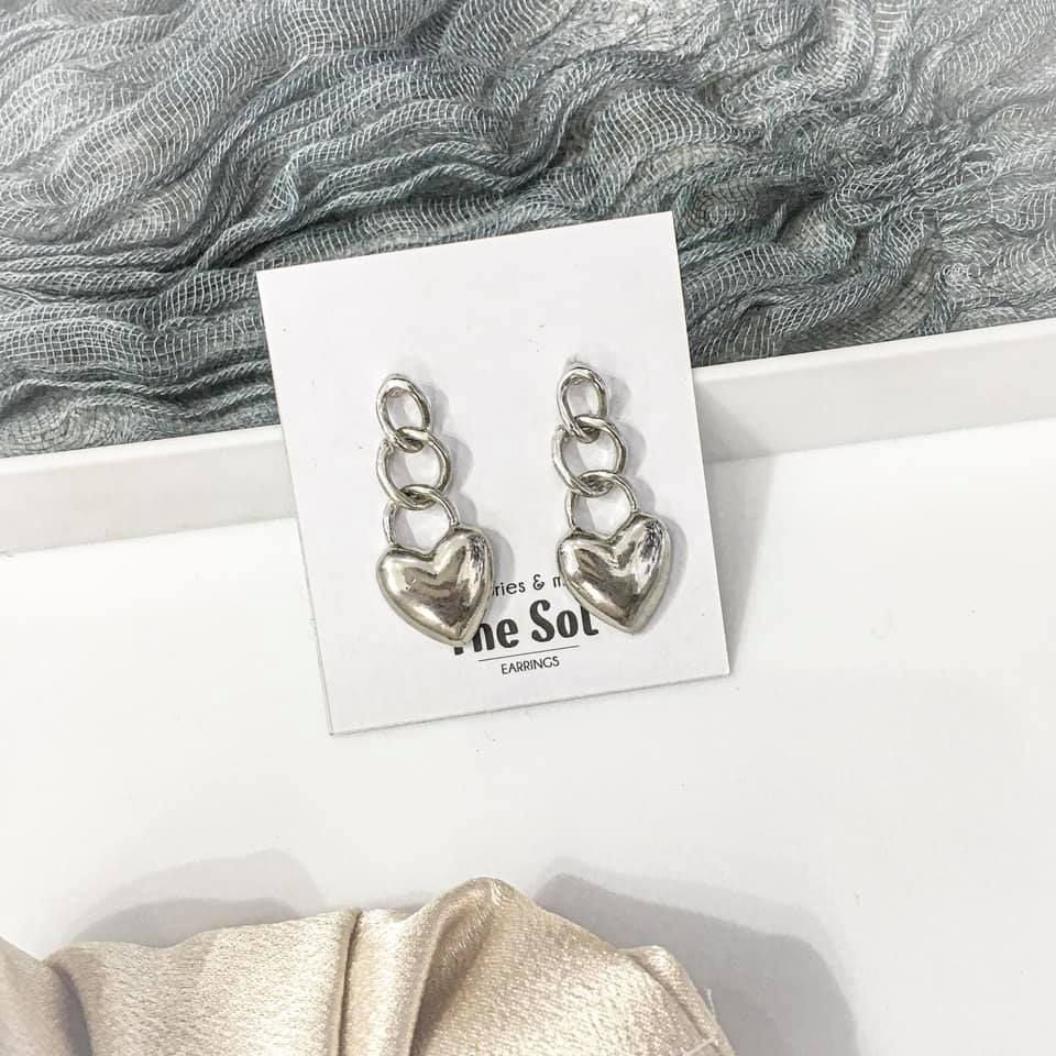  Bông Tai Hàn Quốc Silver Heart 
