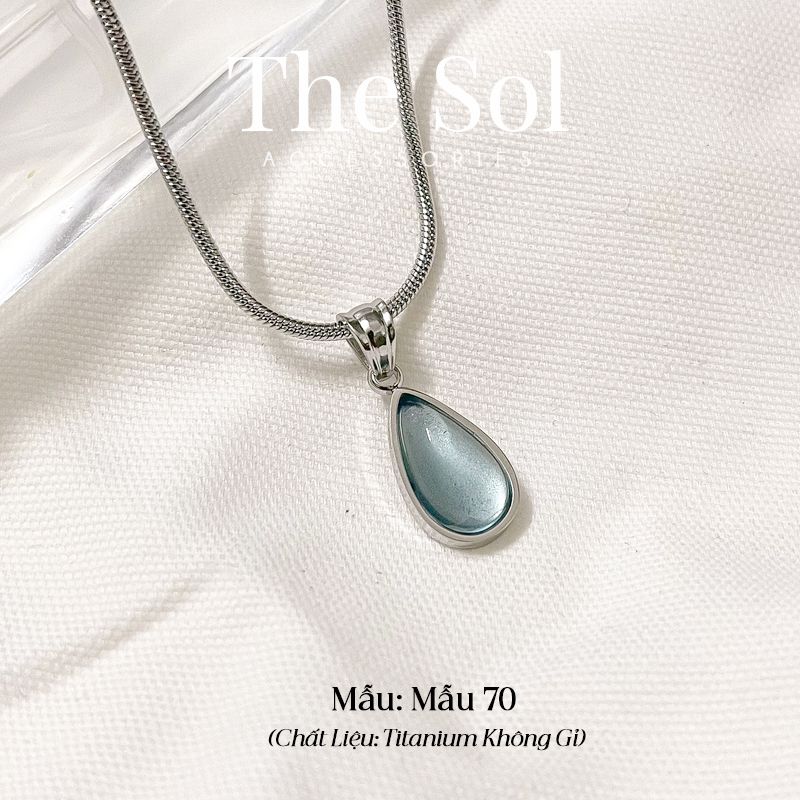  Dây Chuyền Titan Aquamarine Stone - Mẫu 70 