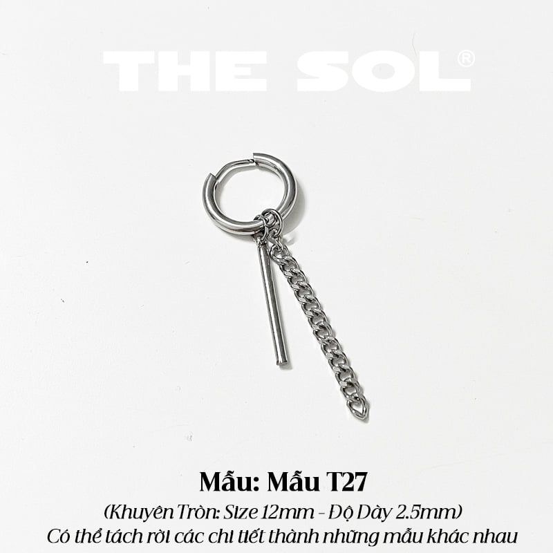  Khuyên Tai Titan Unisex 1 Line 1 Chain - Mẫu T27 